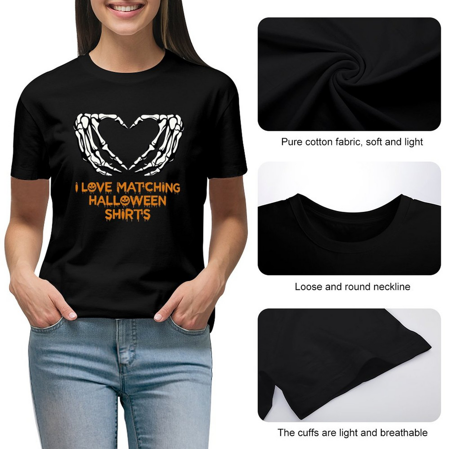 Female T-shirt I Love Matching Halloween