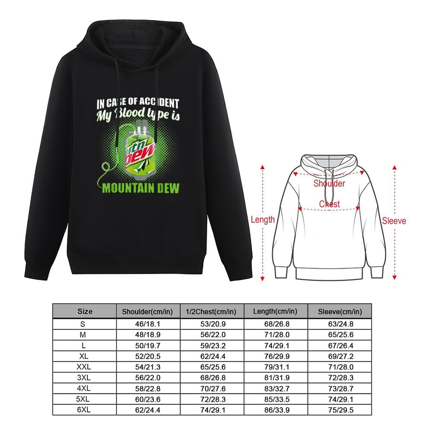 My Blood Type Is Mountaindew Men Hoodie