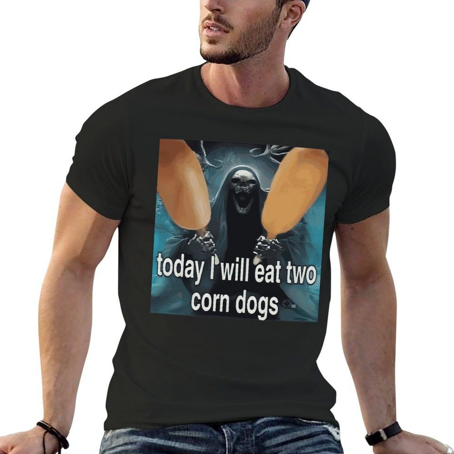 Short Sleeve T-shirt for Men Today I Will Eat Two Corn Dogs