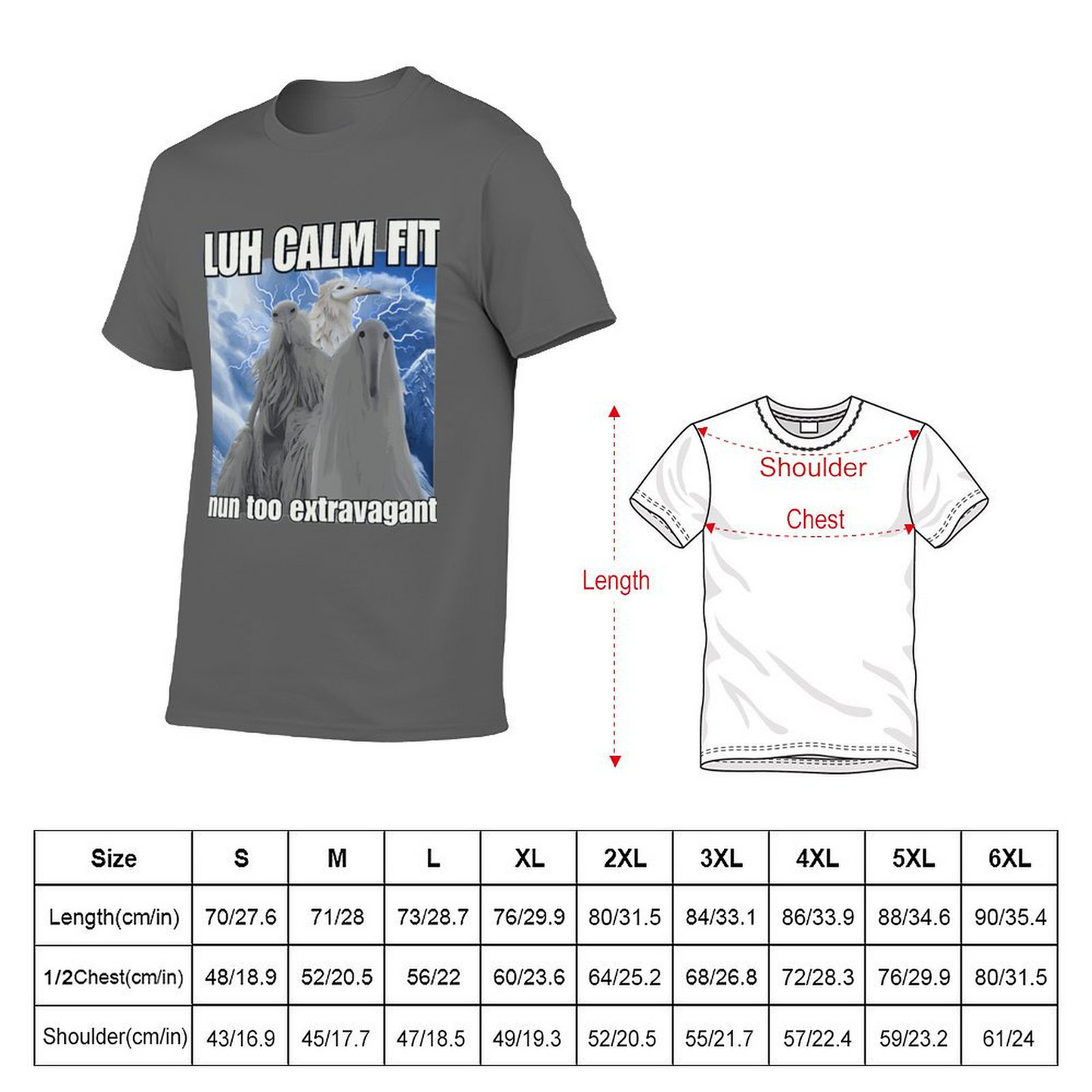 Short Sleeve T-shirt for Men Lun Calm Fit Nun Too Extravagant 2027