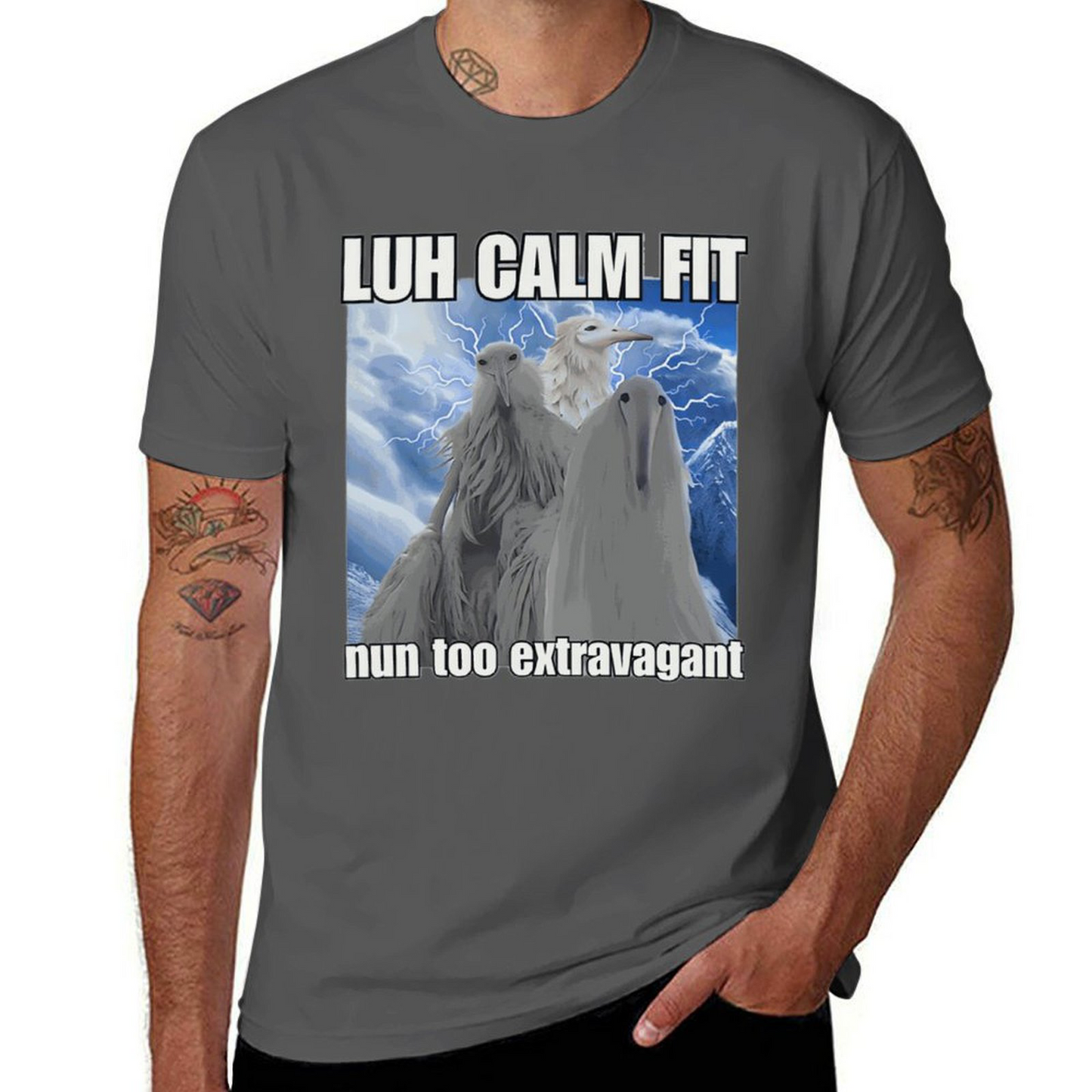 Short Sleeve T-shirt for Men Lun Calm Fit Nun Too Extravagant 2027